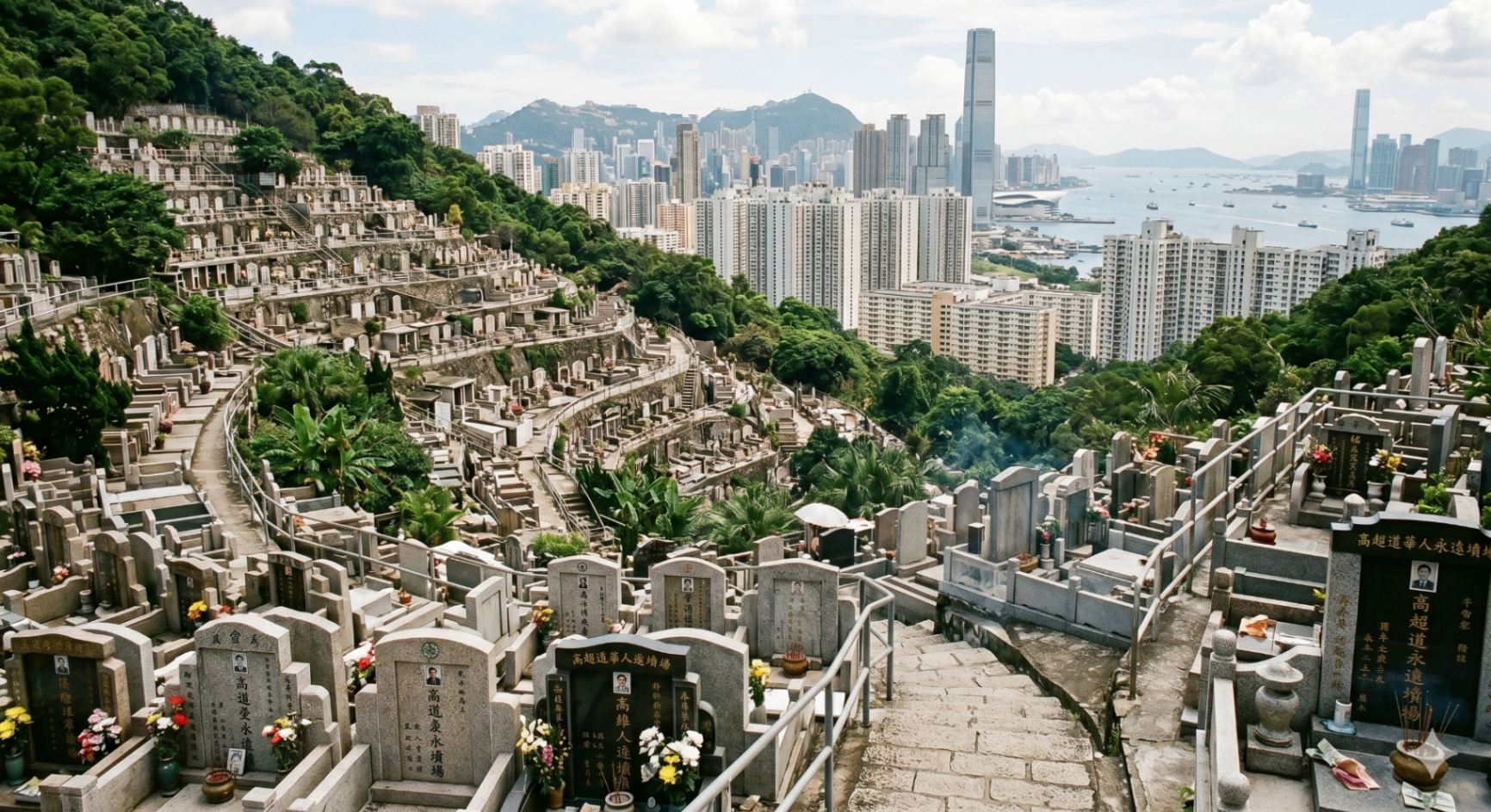 山坡墓園與香港天際線